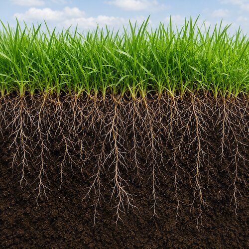 Healthy soil with deep roots