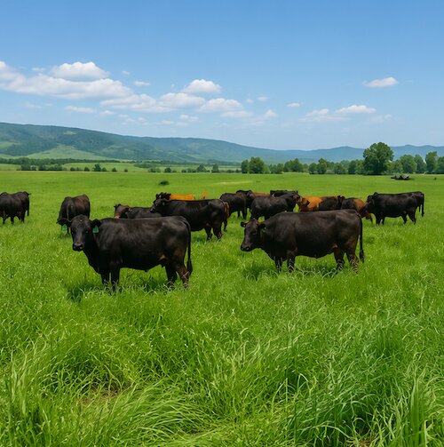 Cattle grazing on open pasture